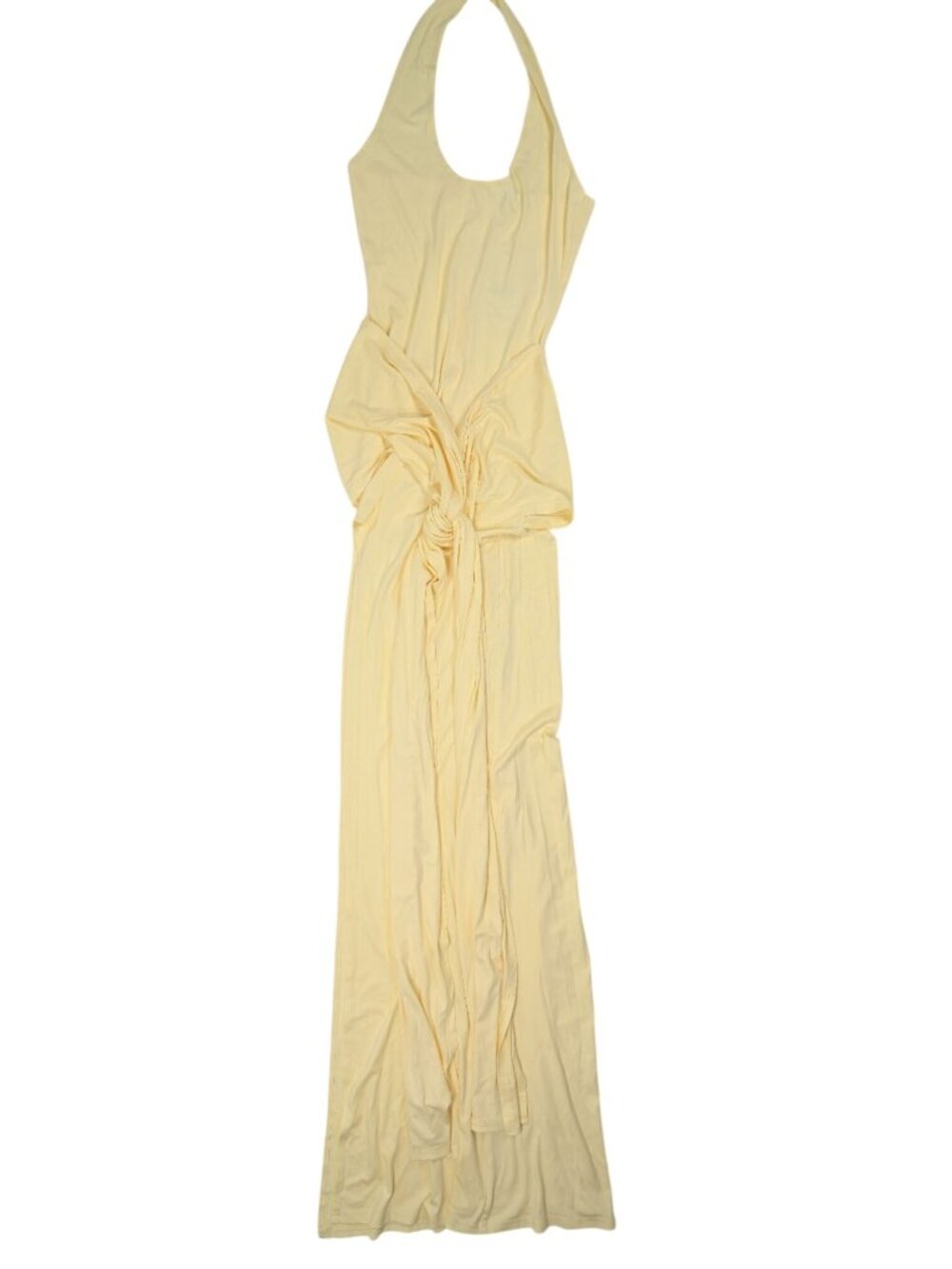 LEAU Heaven Halter Jersey Knot Maxi Dress in Yellow